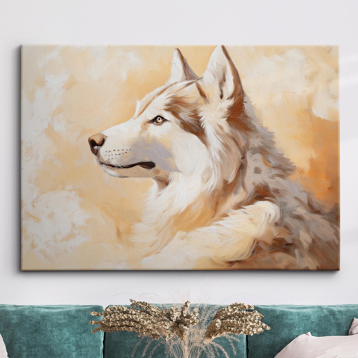 Siberian Husky Profile Warm Tonal Oil Painting Dog Art Poster