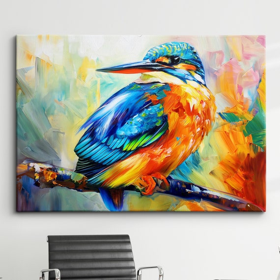 Hummingbird Abstract Bird Oil Painting Splatter Style Pet Animal Flying Wall Art Framed Canvas Poster Print Homeoffice Room Decor Gifts