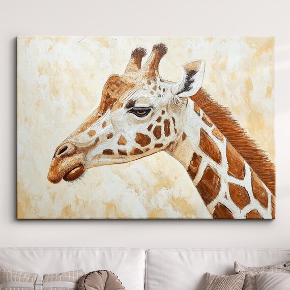 Minimalist Iconic Giraffe Abstract Oil Painting Style Wall Art Framed Canvas Poster Print Home Kitchen Office Room Decor Gifts
