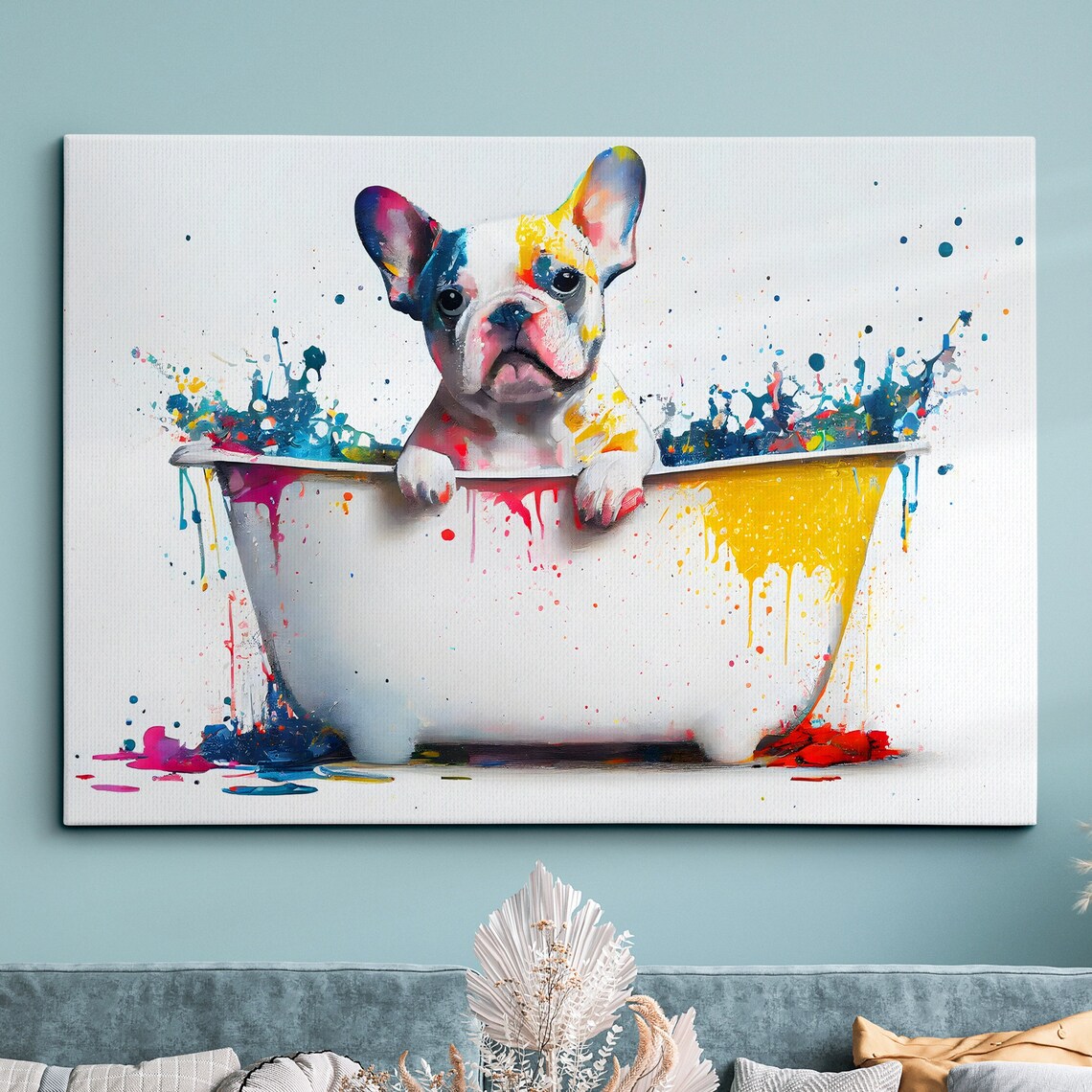 French Bulldog Abstract Dog Painting, Wall Art Print