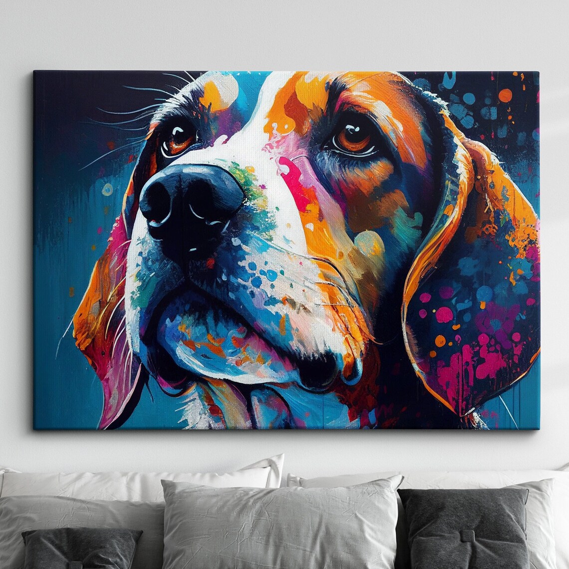 Beagle Abstract Dog Splatter Art Print, Family Decor