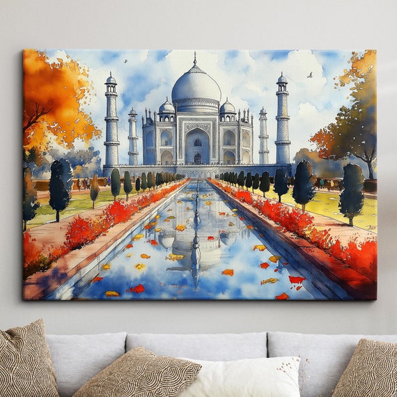 The Taj Mahal India Landmark Abstract Oil Painting Wall Art Framed Canvas Poster Print Home Kitchen Office Room Decor Travel Gifts