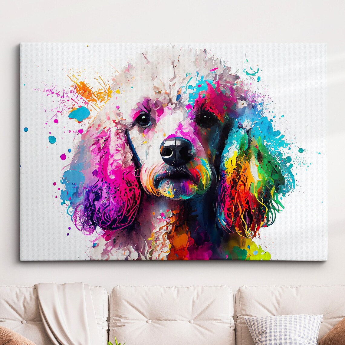 Poodle Abstract Splatter Dog Art Print, Kitchen Decor