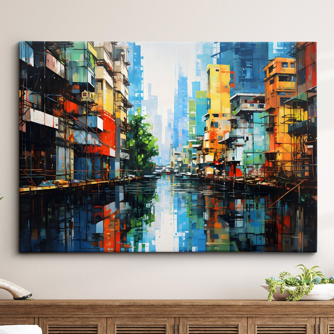 Bangkok Canal Inspired Thailand Landmark Travel Poster