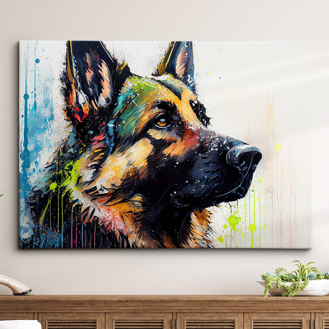 German Shepherd Abstract Dog Splatter Art Print