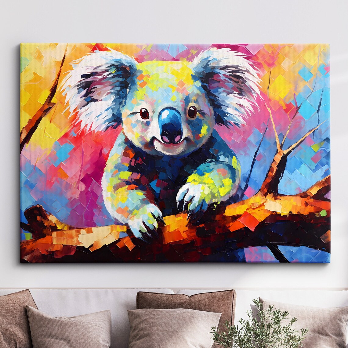 Koala Abstract Oil Painting, Wild Animal Art Print