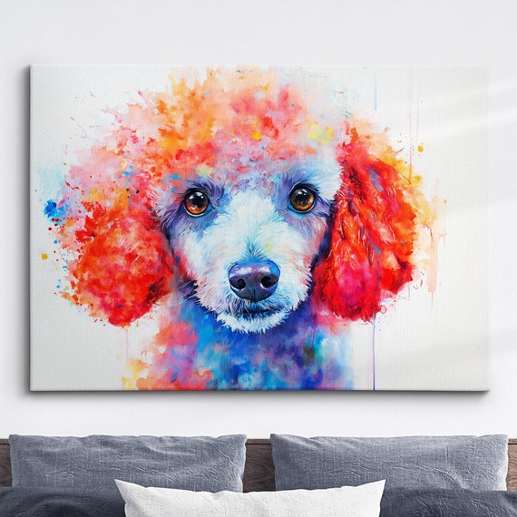 Poodle Abstract Dog Pet Animal Painting Splatter Wall Art Framed Canvas Poster Print Home Kitchen Office Room Decor Family Gifts