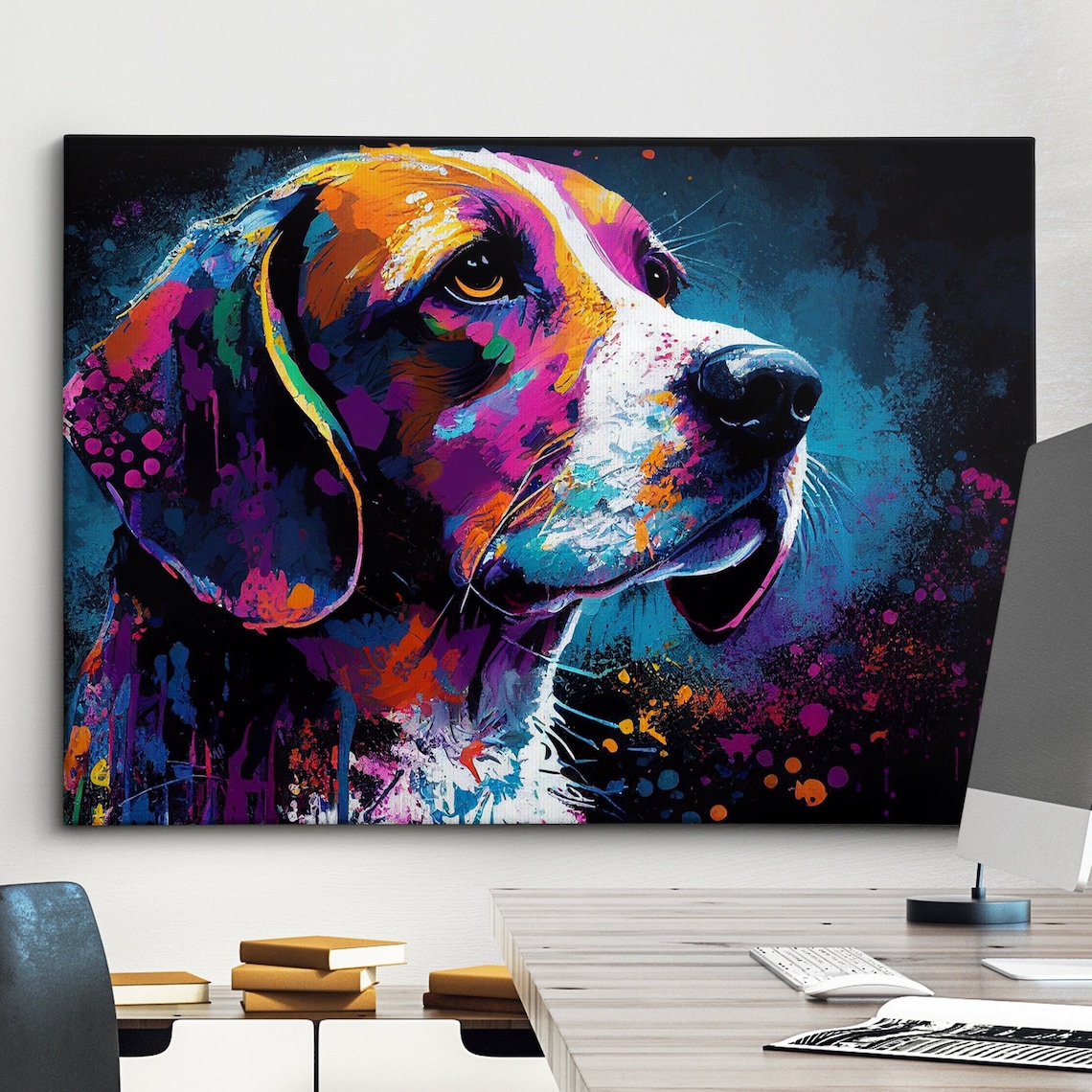 Beagle Abstract Splatter Dog Pet Art Print