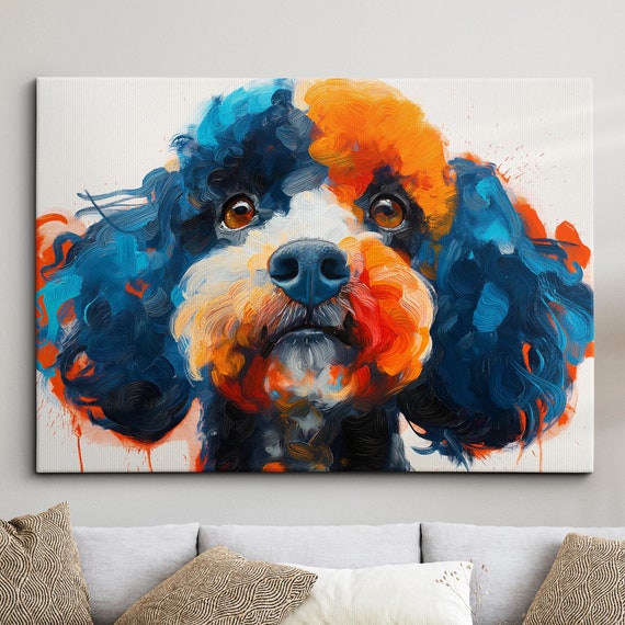 Poodle Abstract Dog Pet Animal Painting Splatter Wall Art Framed Canvas Poster Print Home Kitchen Office Room Decor Family Gifts