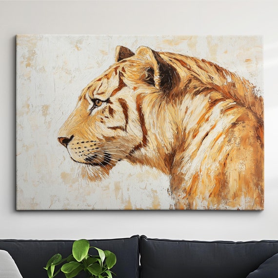 Majestic Lioness Iconic Abstract Modern Minimal Oil Painting Wall Art Framed Canvas Poster Print Home Kitchen Office Room Decor Gifts