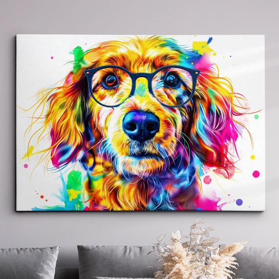 Colorful Goldendoodle Dog Pet Abstract Modern Oil Painting Wall Art Framed Canvas Poster Print Home Kitchen Office Room Decor Gifts