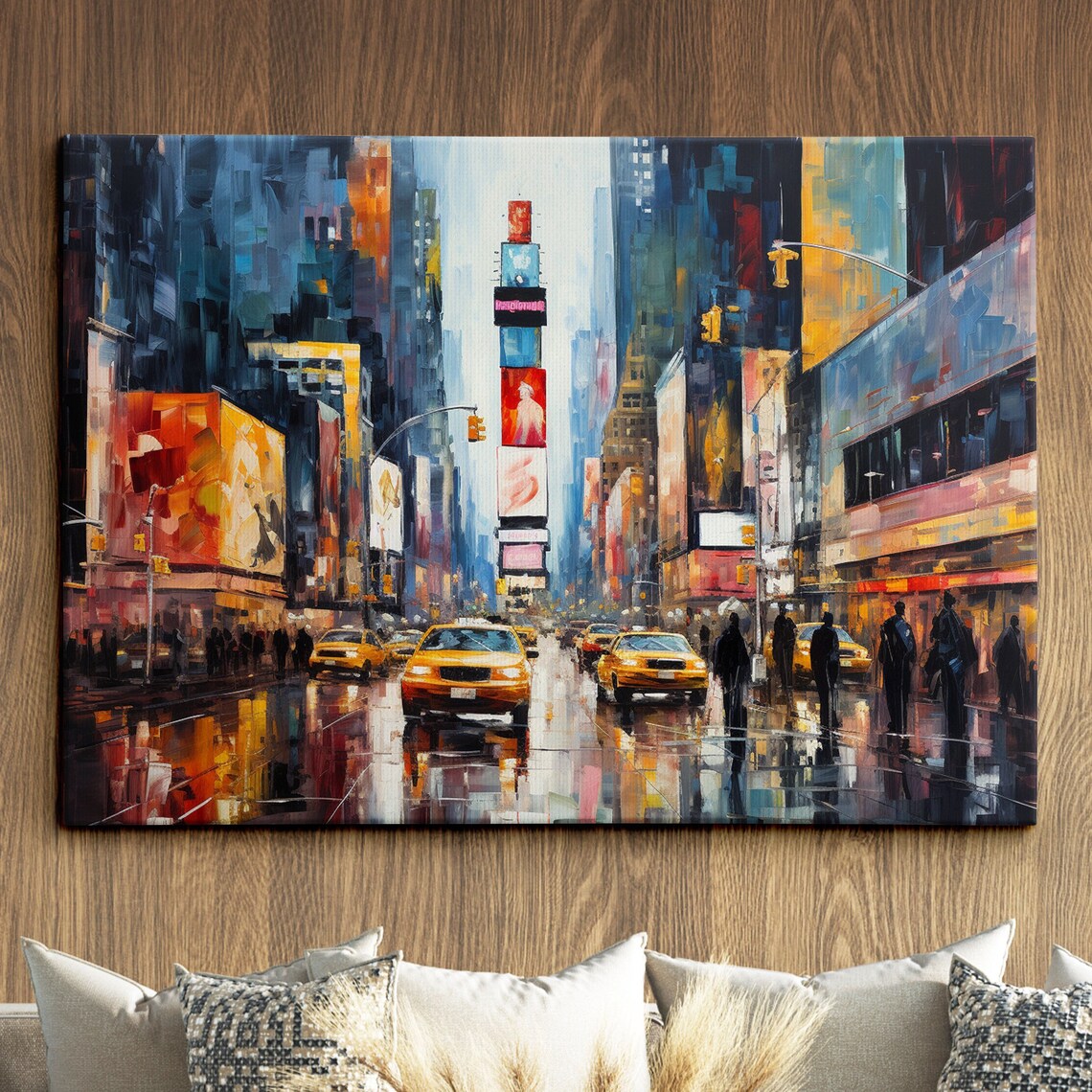 New York City Street Landmark Oil-Painting-Style Art Print