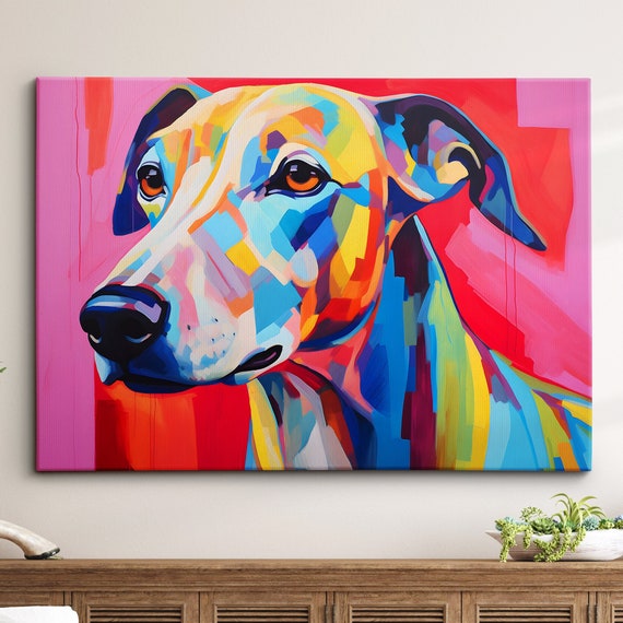 Colorful Whippet Dog Pet Abstract Modern Oil Painting Wall Art Framed Canvas Poster Print Home Kitchen Living Room Decor