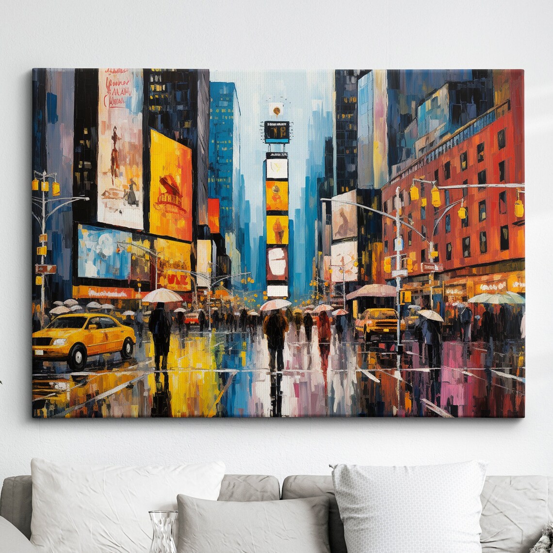 New York City Street Landmark Oil-Painting Art Print