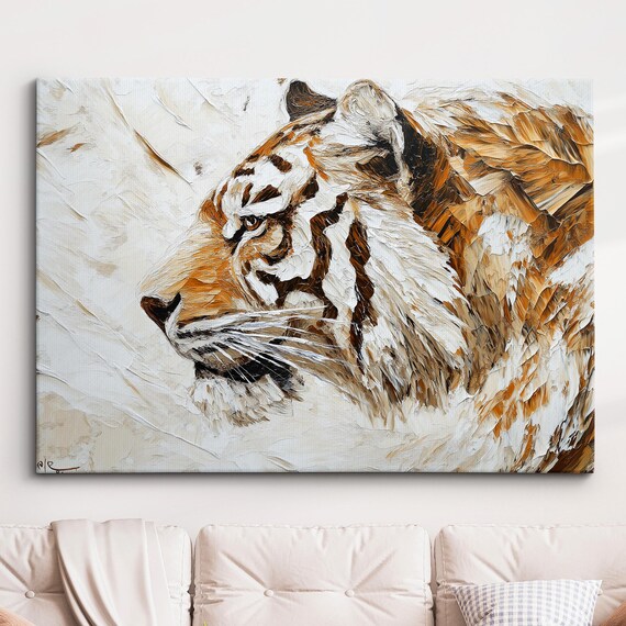 Tiger Animal Abstract Modern Jungle Wild Oil Painting Splatter Style Wall Art Framed Canvas Poster Print Homeoffice Room Decor Gifts