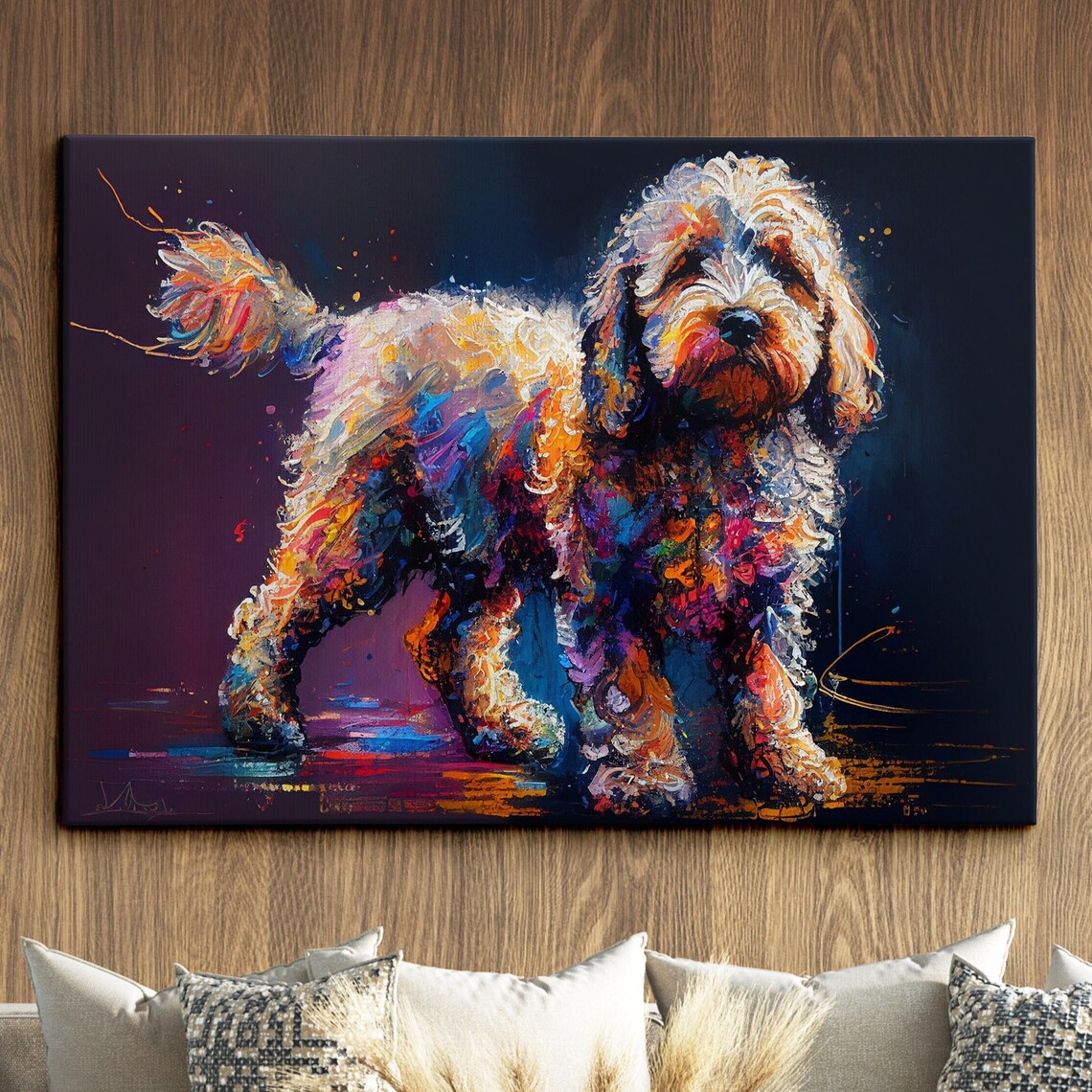 Cockapoo Dog Abstract Modern Oil Painting Poster
