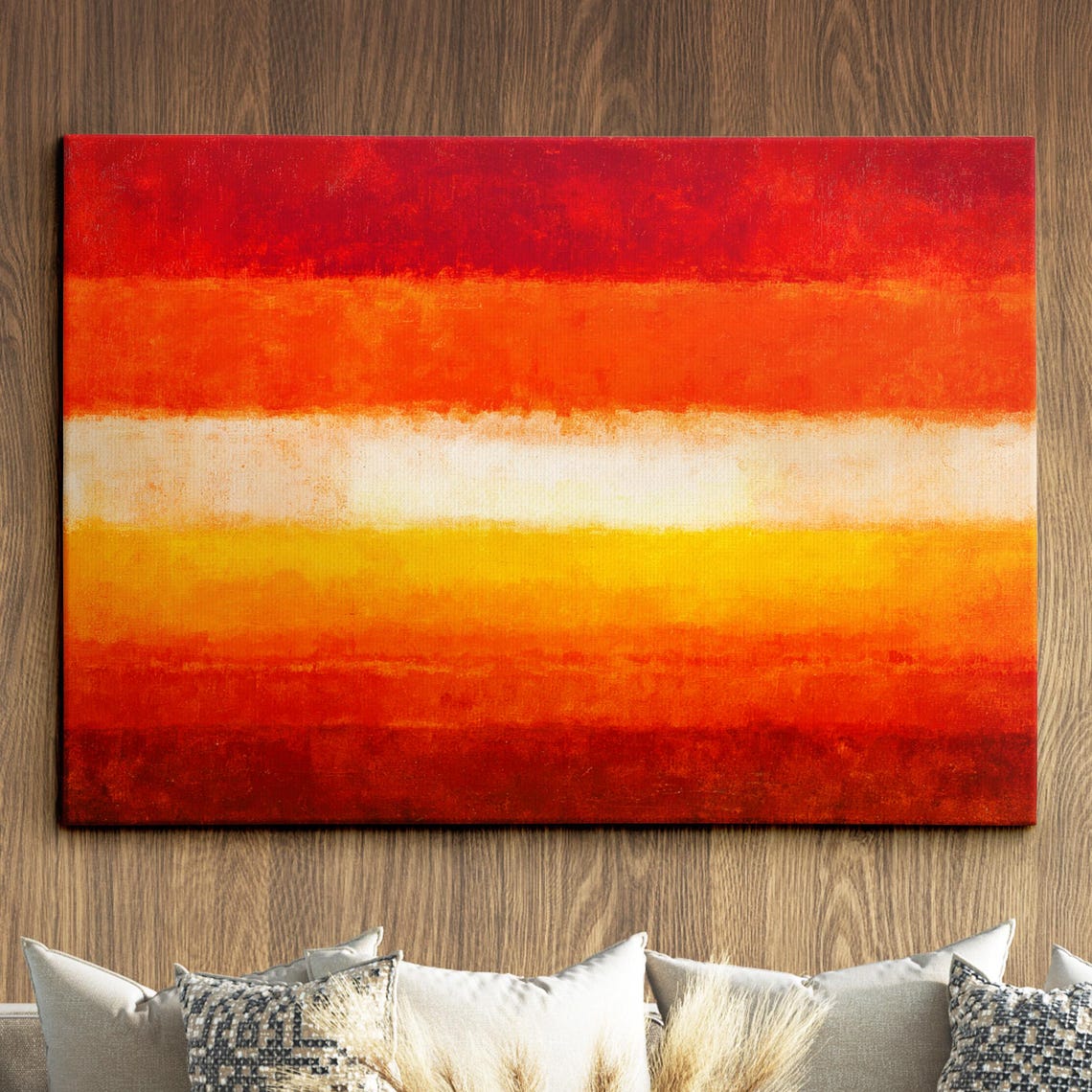 Red Orange Sunset Gradient Modern Abstract Color Field Canvas Poster