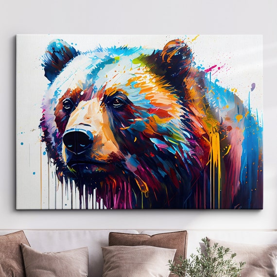 Grizzly Bear Abstract Modern Painting, Poster Print