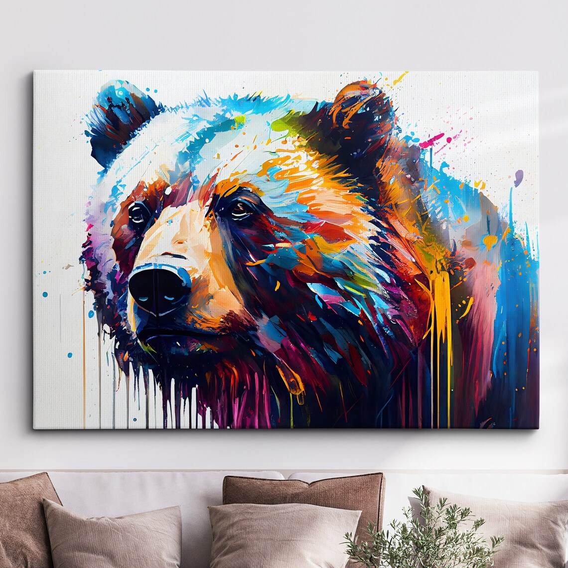 Grizzly Bear Abstract Modern Painting, Poster Print