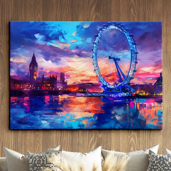 London Bridge Abstract Oil Painting Paint Colourful Uk Eye Wall Art Framed Canvas Poster Print Homeoffice Room Decor Gifts