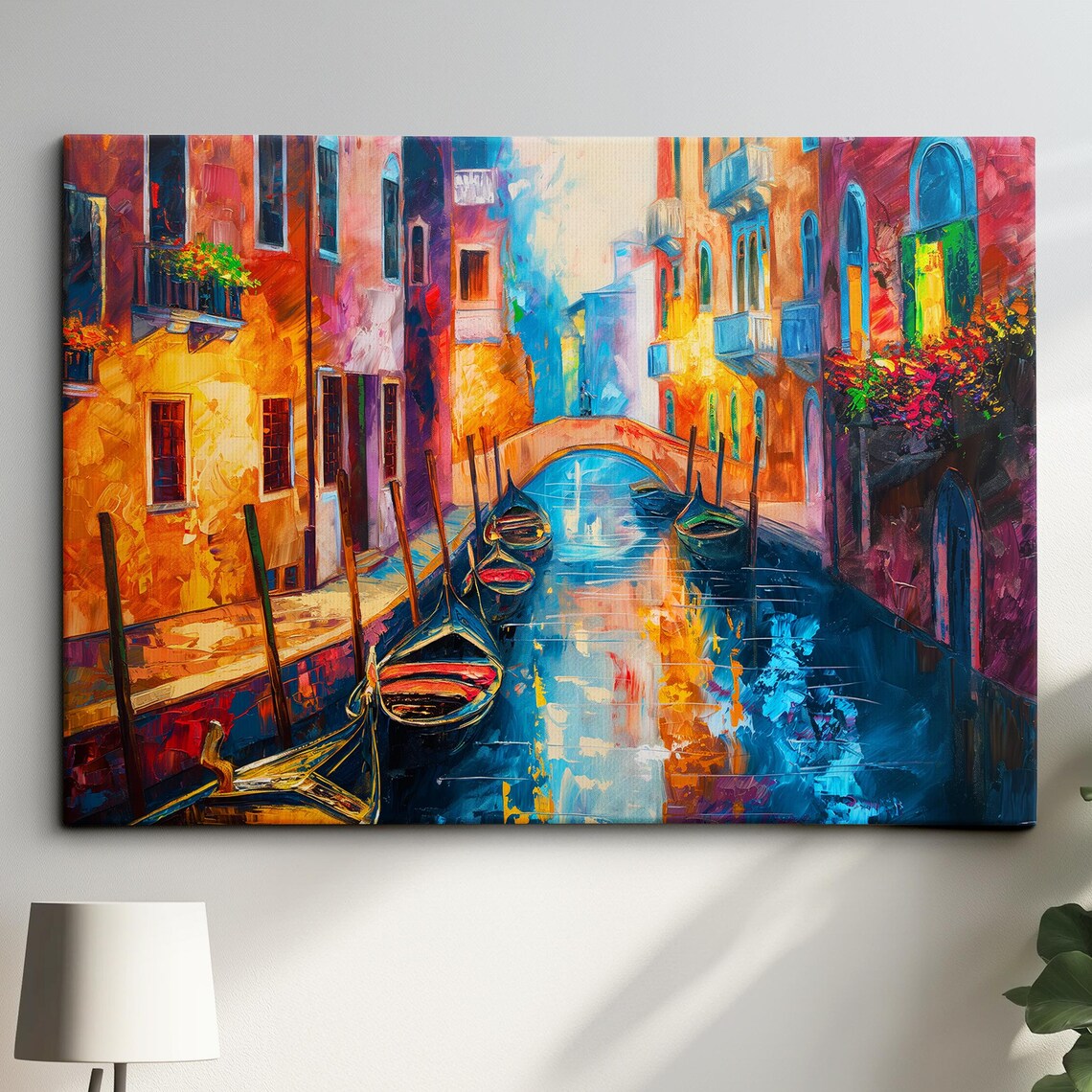 Venice Italy Gondola Boat River Landmark Oil Painting Watercolor Wall Art Framed Calming Canvas Poster Print Homeoffice Room Decor Gifts