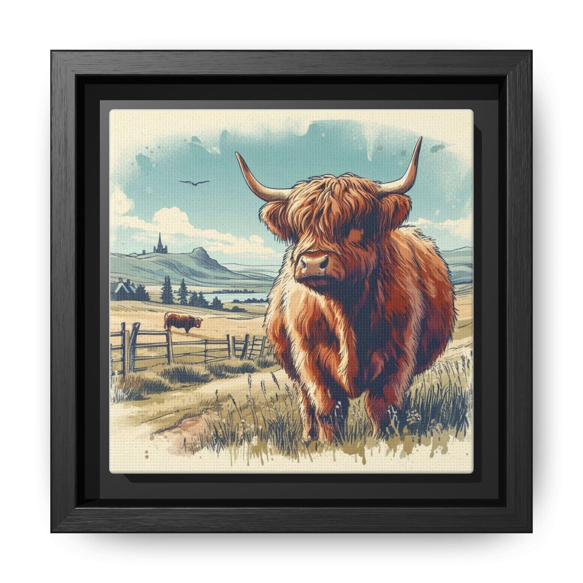 Highland Cow, Rustic Farmhouse Decor Art Print