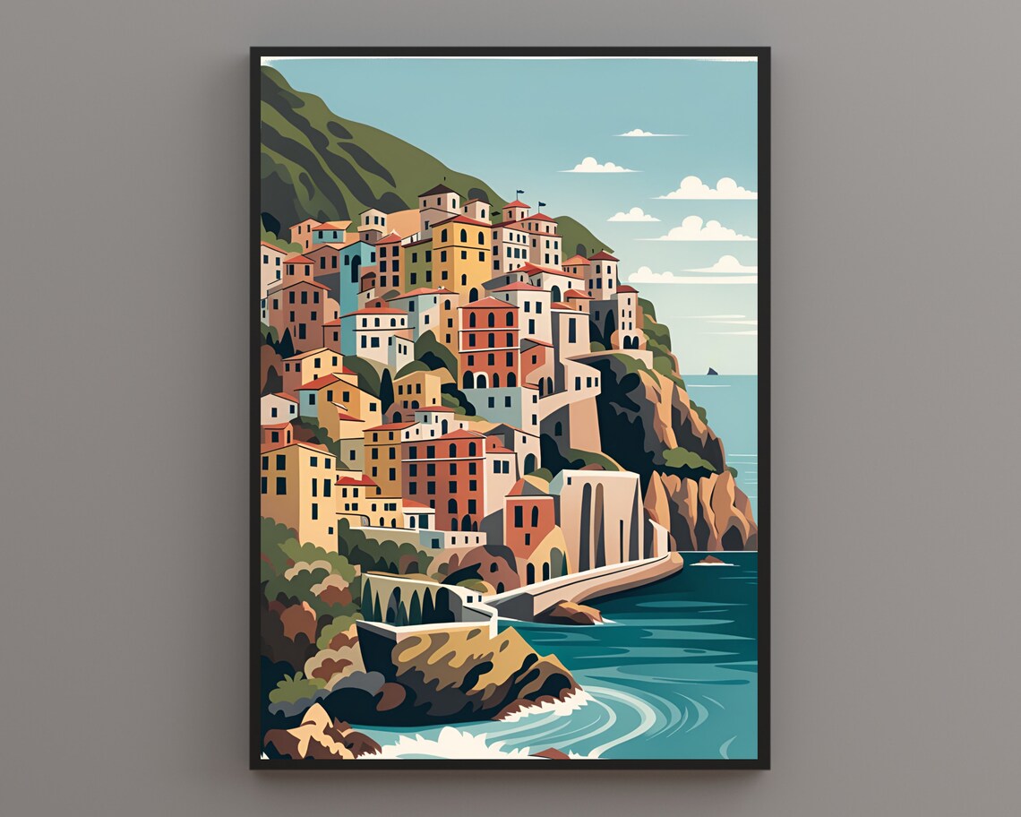 Cinque Terre Colorful Cliffside Village Seaside Italy Coast Poster