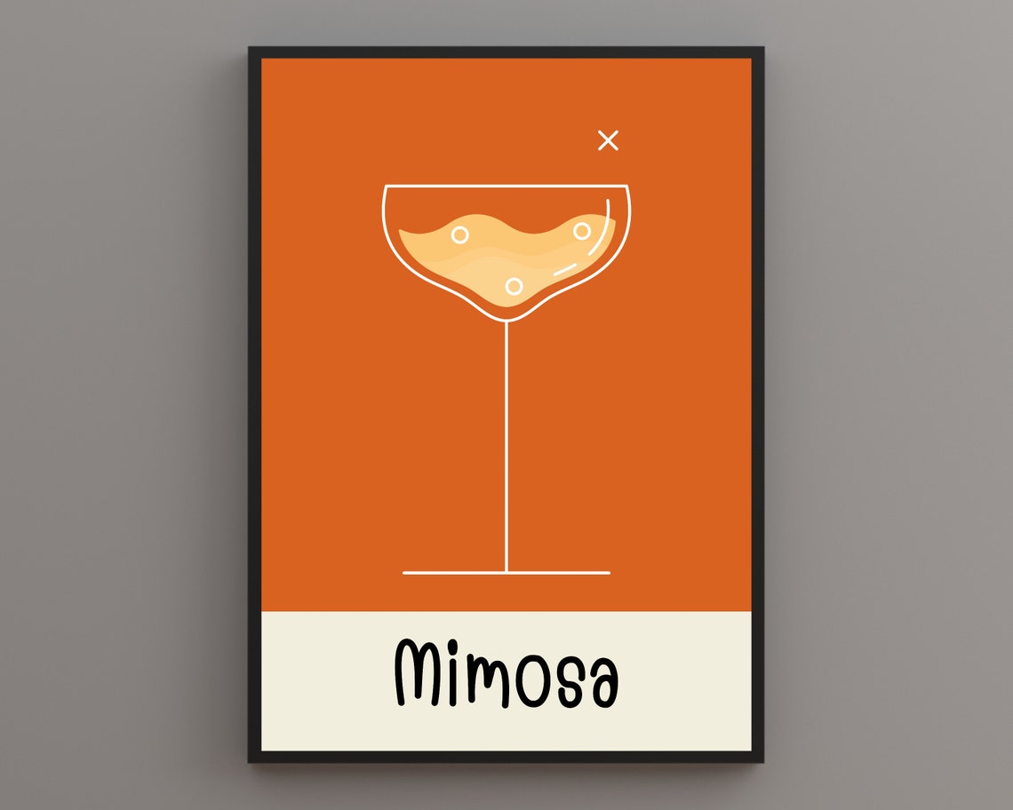 Mimosa Coupe Glass Orange Minimalist Brunch Drink Art Poster
