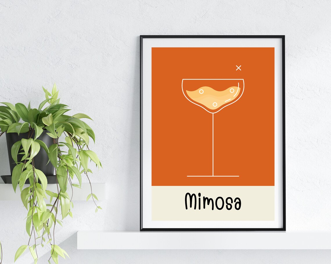 Mimosa Coupe Glass Orange Minimalist Brunch Drink Art Poster - Image 3