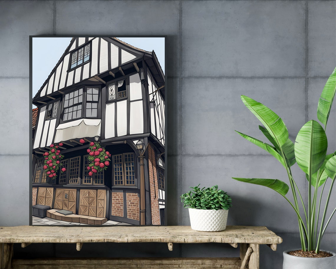 The Shambles York Timber-Framed Shop With Flower Baskets Poster - Image 2