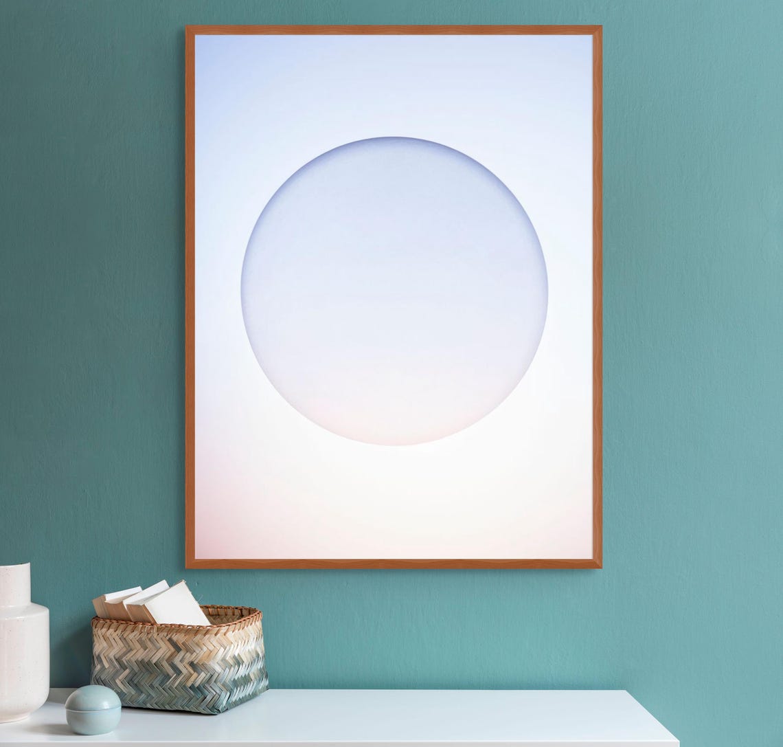 Soft Blue Sphere Minimalist Abstract Gradient Circle Art Poster