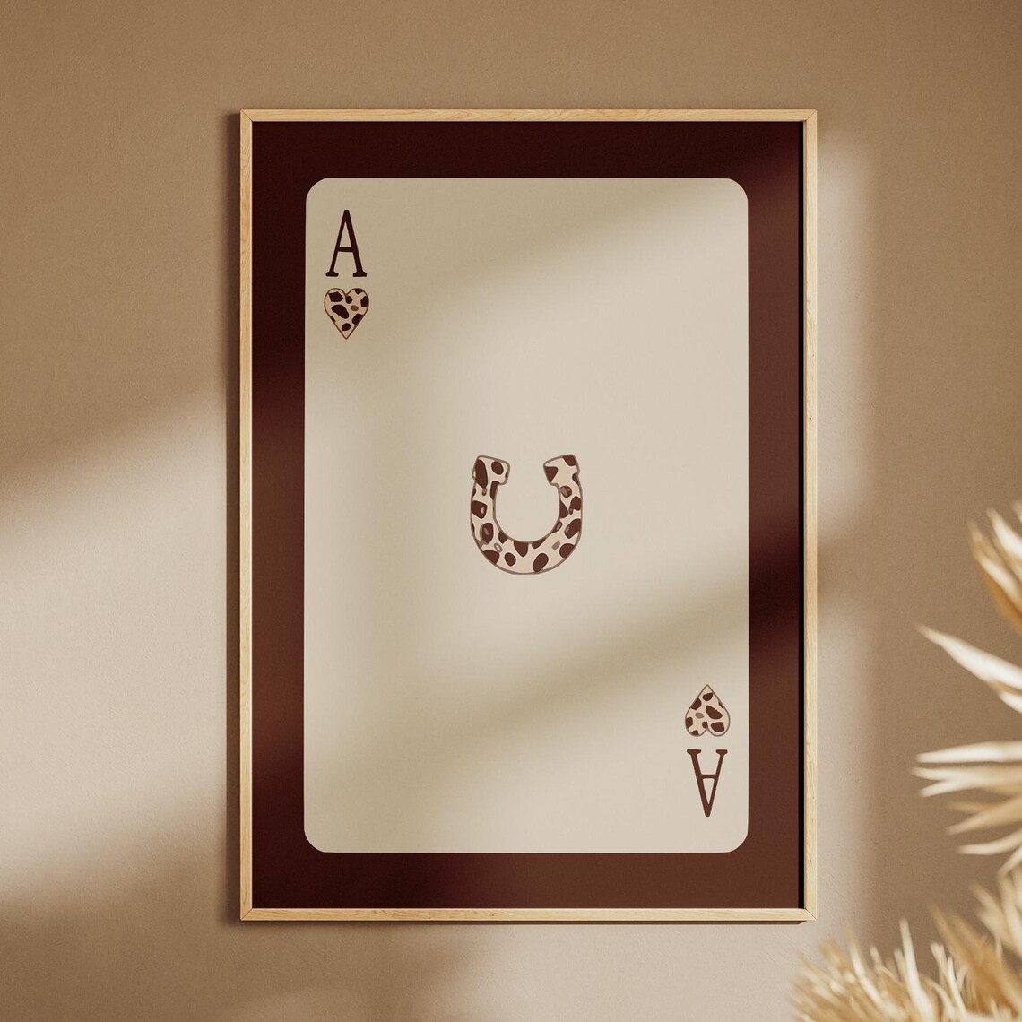 Ace of Hearts Cheetah Horseshoe Lucky Western Card Art Poster