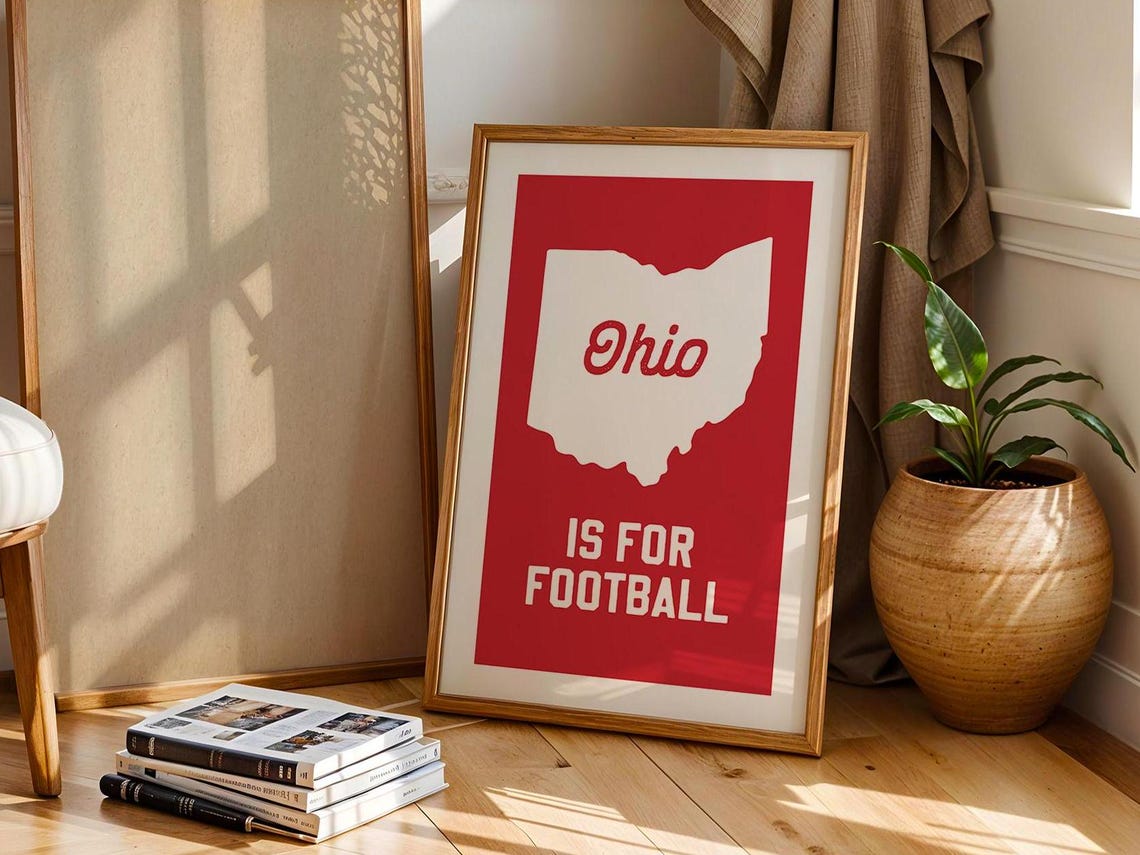 Ohio Sports Print Retro Football Art Poster Sports Team Wall Decor College Sports Gift For Sports Lover Wall Art Sports Dad Gift - Image 2