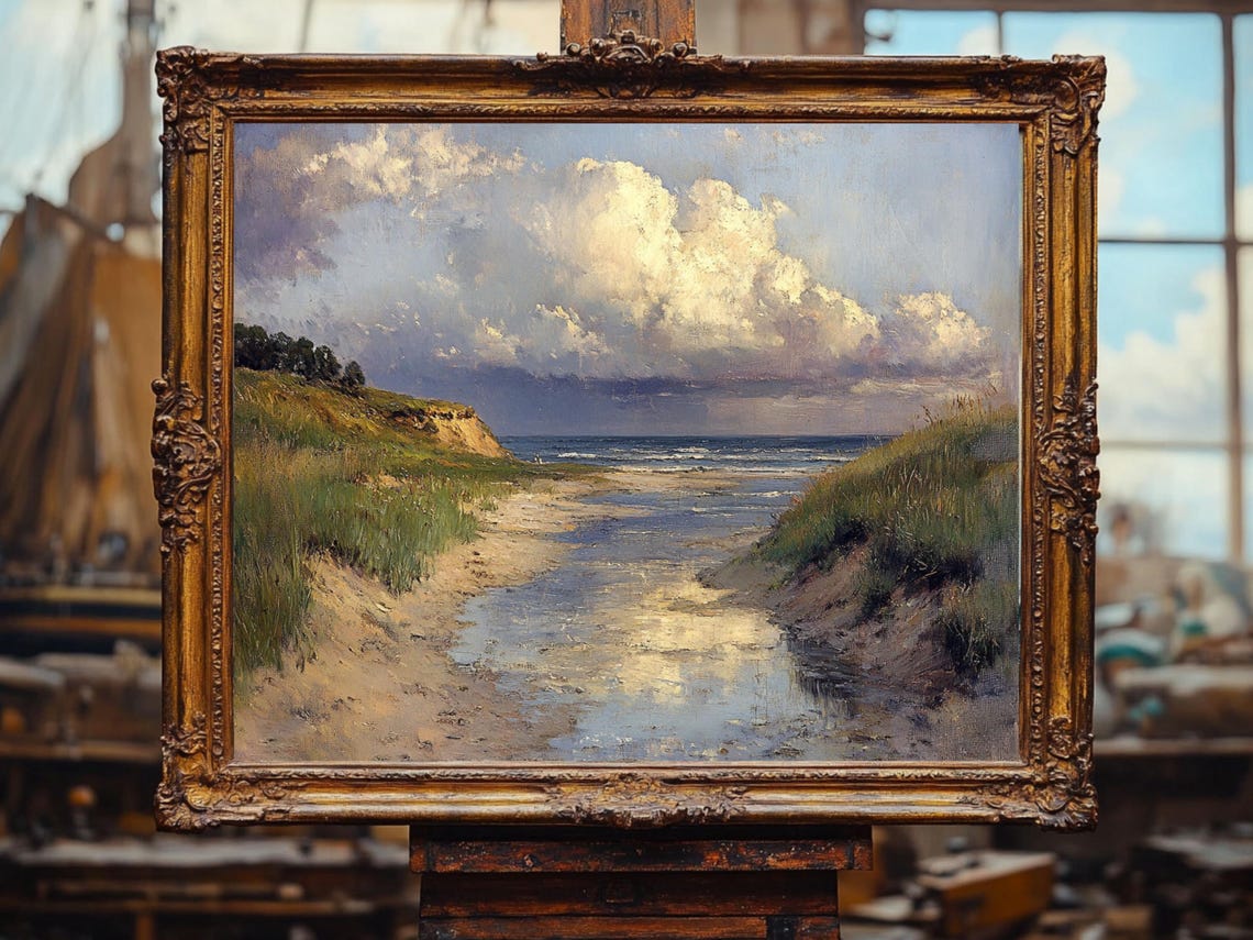 Coastal Landscape Seascape Painting Nature Art Oil Painting Cottage Core Art Best Gifts Vintage Painting Art Prints - Image 2