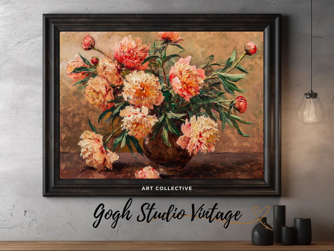 Peonies Oil Painting Floral Wall Art Print Still Life Floral Decor Fine Art Print Flower Wall Flower Wall Art Peony Flower Prints - Image 3