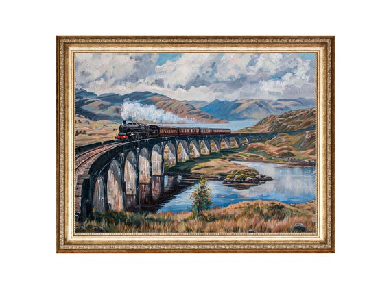 Forth Bridge Vintage Train Art Print, Scottish Landscape