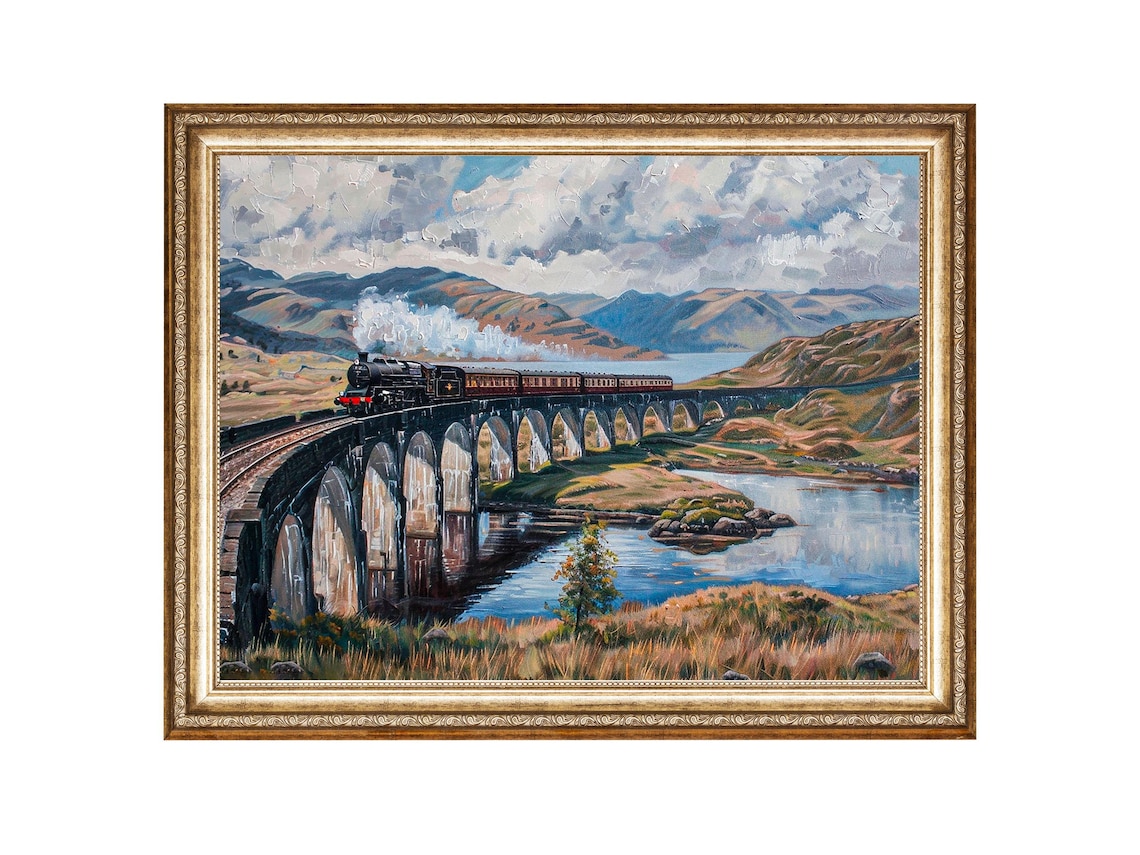Forth Bridge Vintage Train Art Print, Scottish Landscape