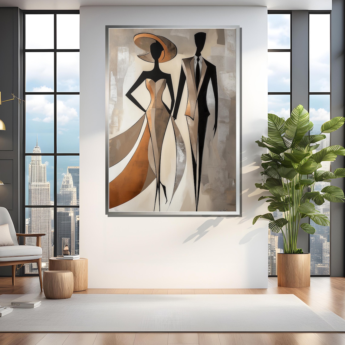 Elegant Couple Abstract Style Modern Fashion Art Print - Image 4