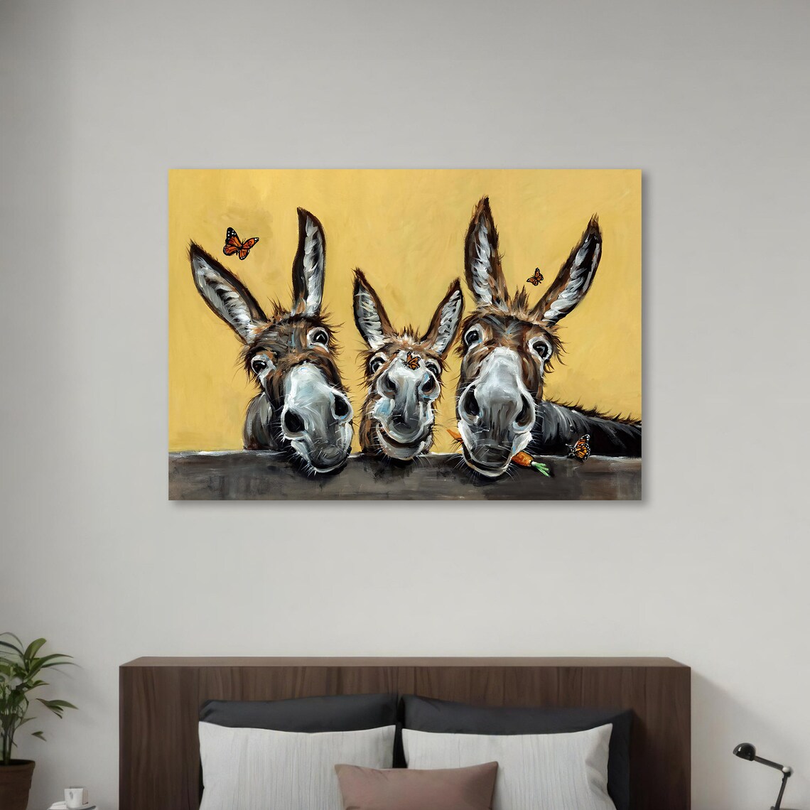 Whimsical Donkey Trio, Humorous Kids Room Art - Image 2
