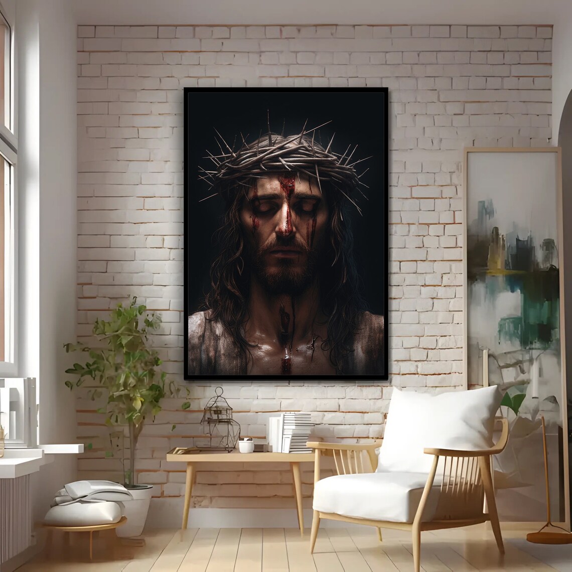Jesus Christ, Crown Of Thorns Painting Art - Image 4
