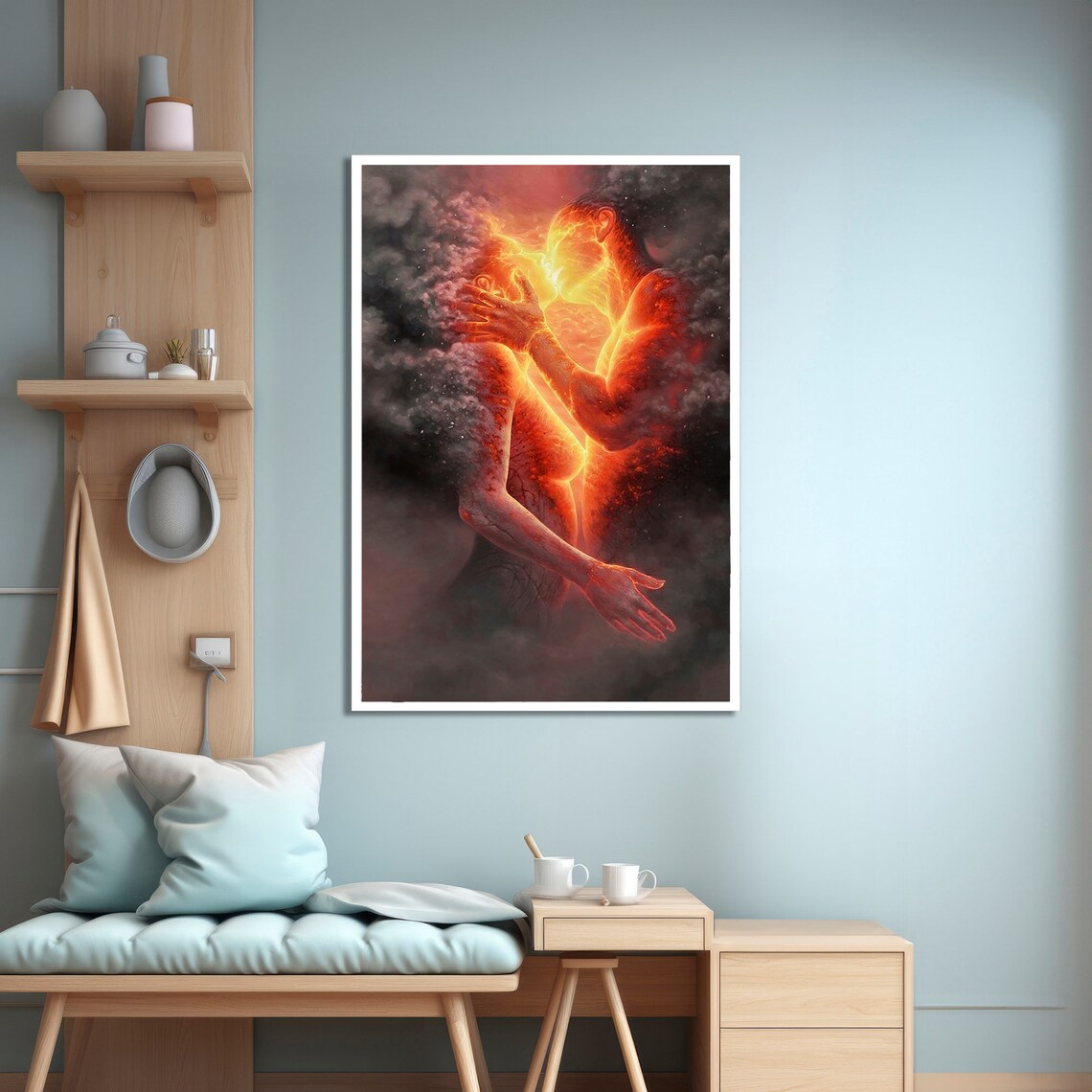 Fiery Embrace Abstract, Modern Home And Office Decor - Image 3