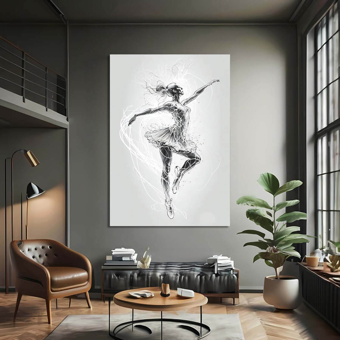 Graceful Ballet Dancer Sketch, Elegant Modern Art Print - Image 3