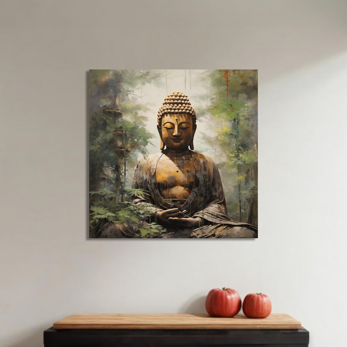 Serene Buddha in Forest, Tranquil Meditation Art - Image 4