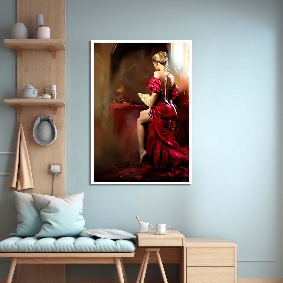 Elegant Lady In Red Dress, Victorian Elegance - Image 4