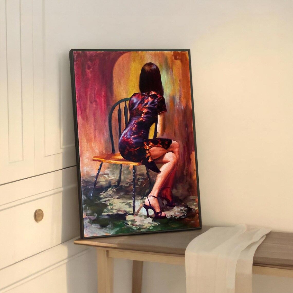 Abstract Woman Sitting On A Chair, Figurative Art Print - Image 5