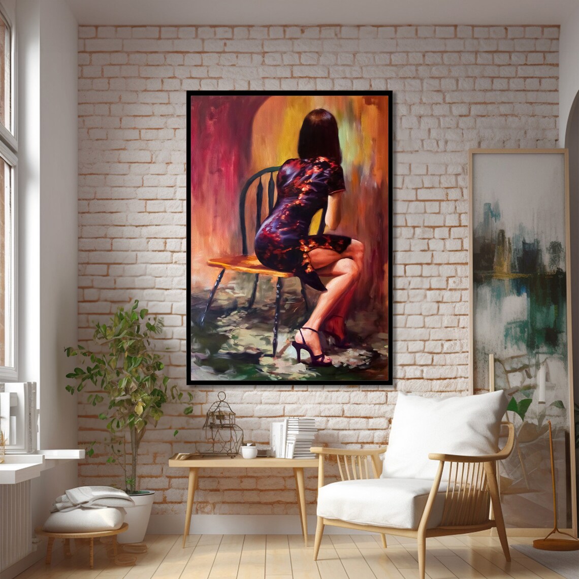 Abstract Woman Sitting On A Chair, Figurative Art Print - Image 3