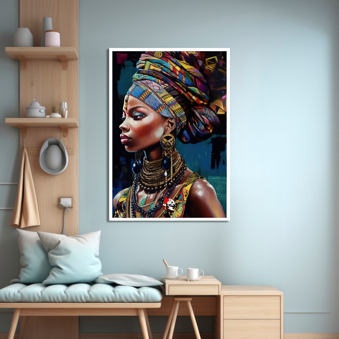 Elegant African Woman Pop Art Painting - Image 4