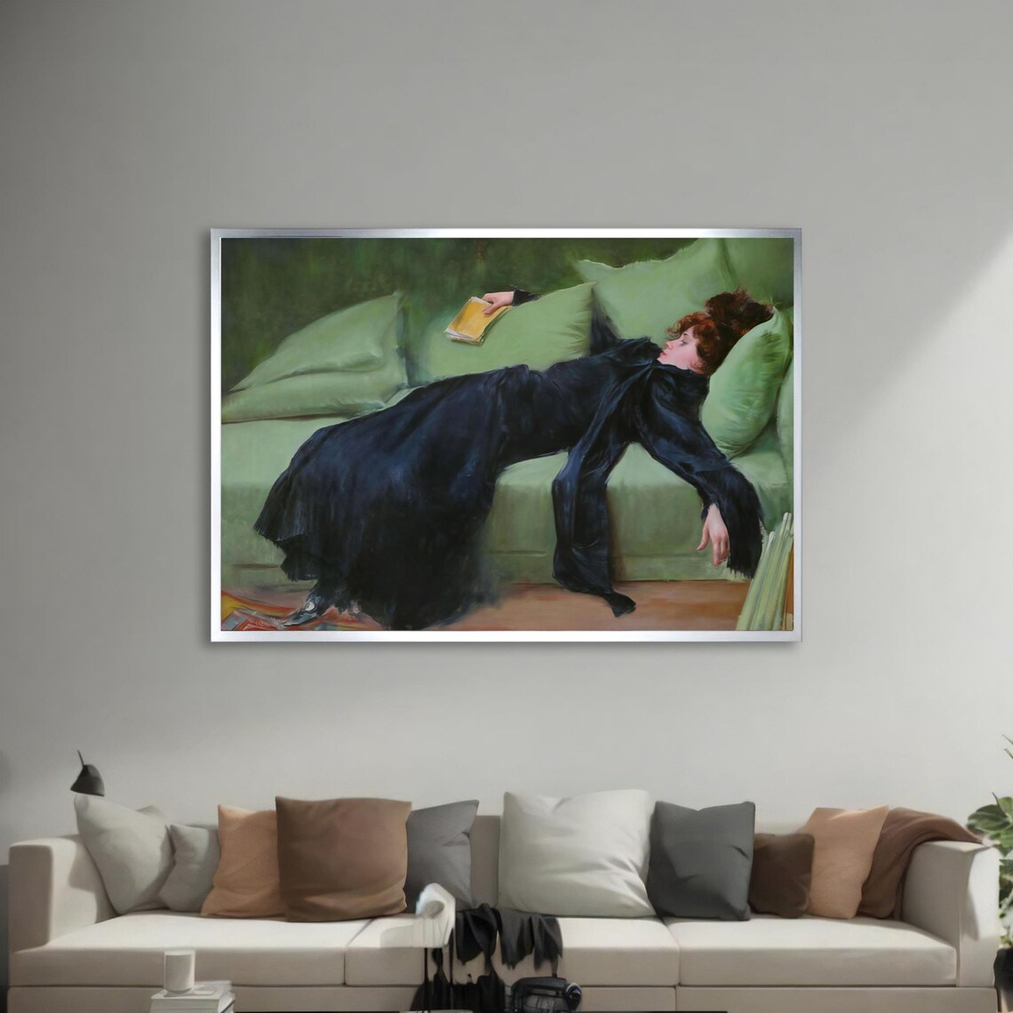 Ramon Casas Decadent Young Woman Black Gown Classic Painting Poster - Image 3