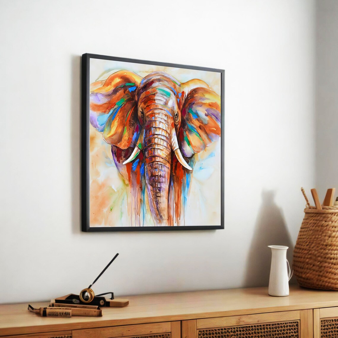 Vibrant Elephant Painting, Modern Home Decor - Image 5