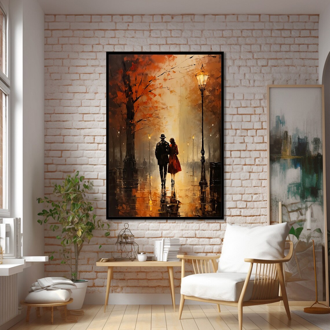 Romantic Evening Stroll, Autumn Walk Art Print - Image 2